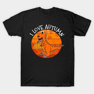 Autumn T-Rex Dinosaur Pumpkin Fall Thanksgiving T-Shirt